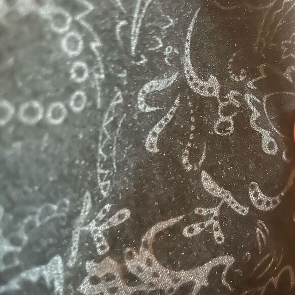 90s vintage black velvet jacquard mid rise bootcut pants - Picture 12 of 12